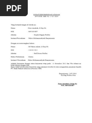 Surat Rekomendasi Atasan