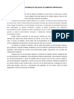 Preconceito e Discriminação Religiosa No Ambiente Empresarial