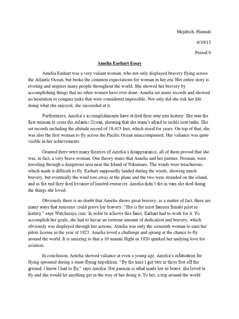 amelia earhart essay