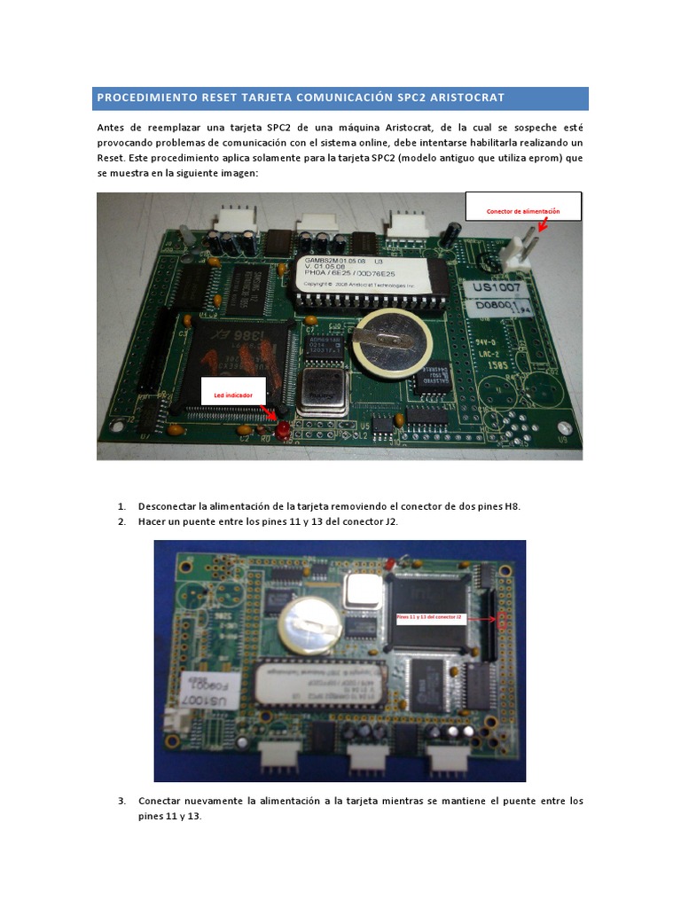 Reset Tarjeta Spc2.0 Aristocrat PDF