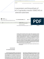 Growth Kinetic Parameters and Biosynthesis of Polyhydroxybutyrate in Cupriavidus Necator DSMZ