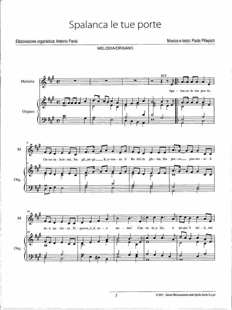 Sorgente Di Salvezza Spartiti