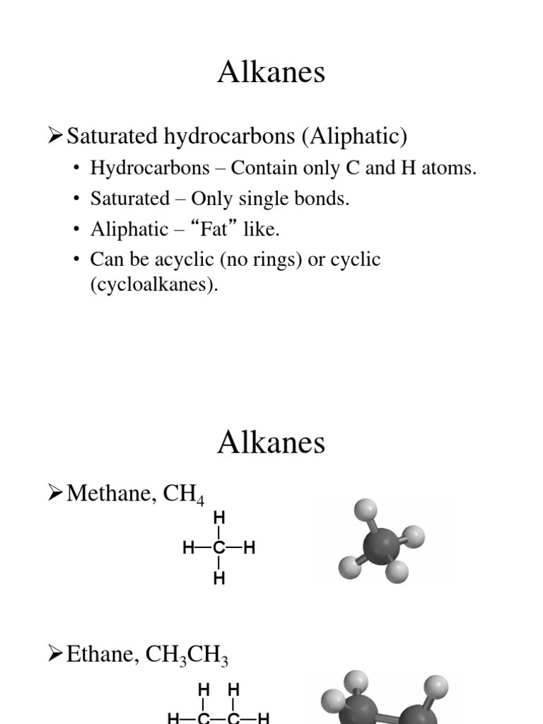 Alkanes: Saturated Hydrocarbons (Aliphatic) | PDF | Alkane | Organic ...