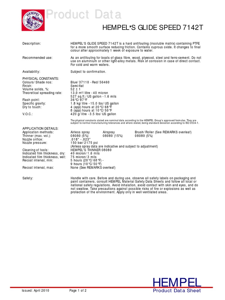Glide Speed Product Data Sheet | PDF | Paint | Materials