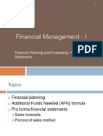 Financial Management - I: Financial Planning and Forecasting Financial Statements
