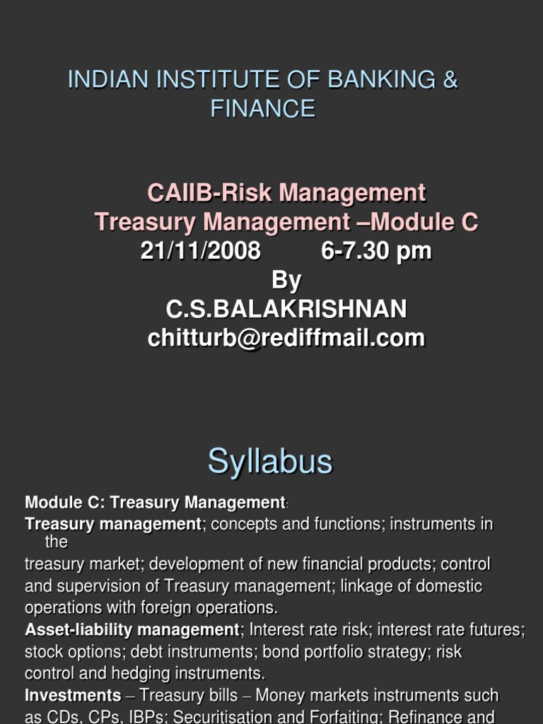 CAIIB Treasury Management Module C | PDF | Repurchase Agreement ...