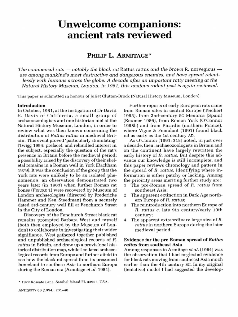 Ancient Spread of Swedish Viking Rats | PDF | Rat | Vikings