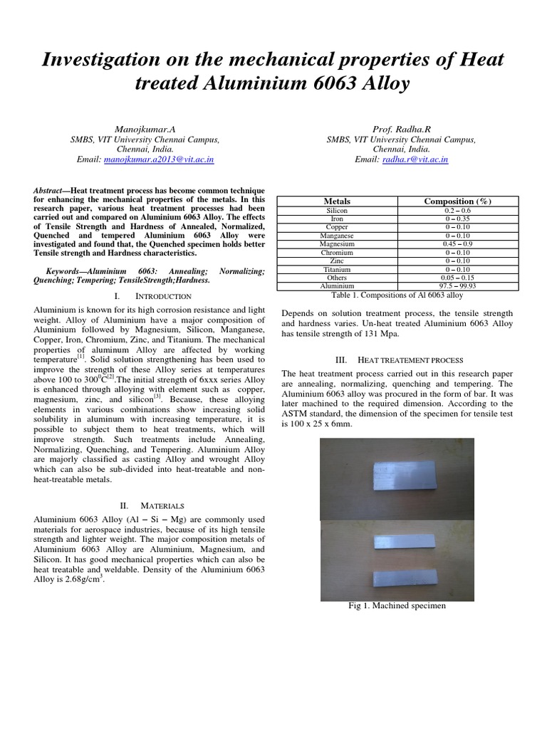 Aluminium 6063 Heat treatment Heat Treating Alloy Free 30day