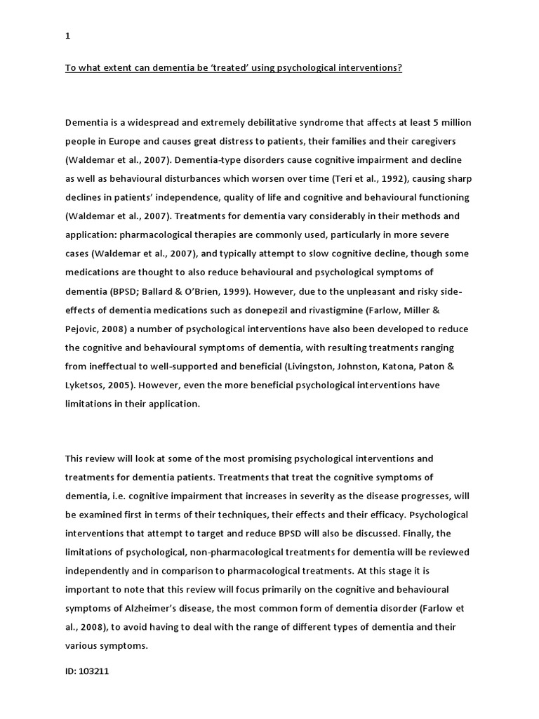 Essay On Language Dementia