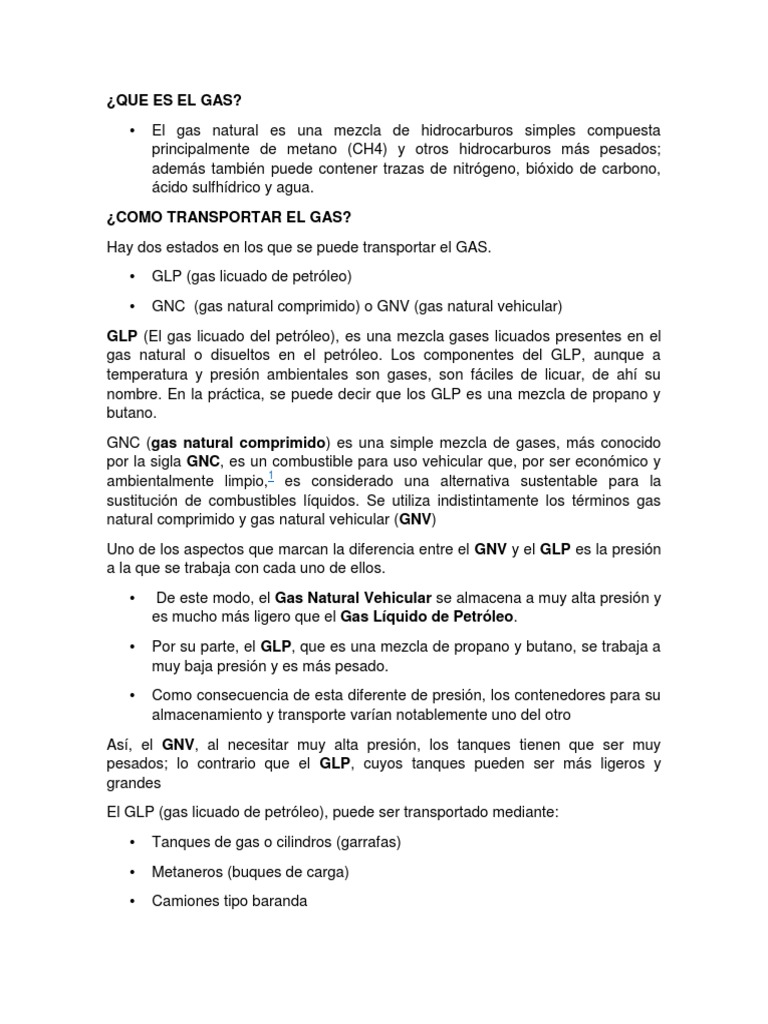 Significado y Transporte del GLP | PDF | Gas natural | Gas de petróleo ...