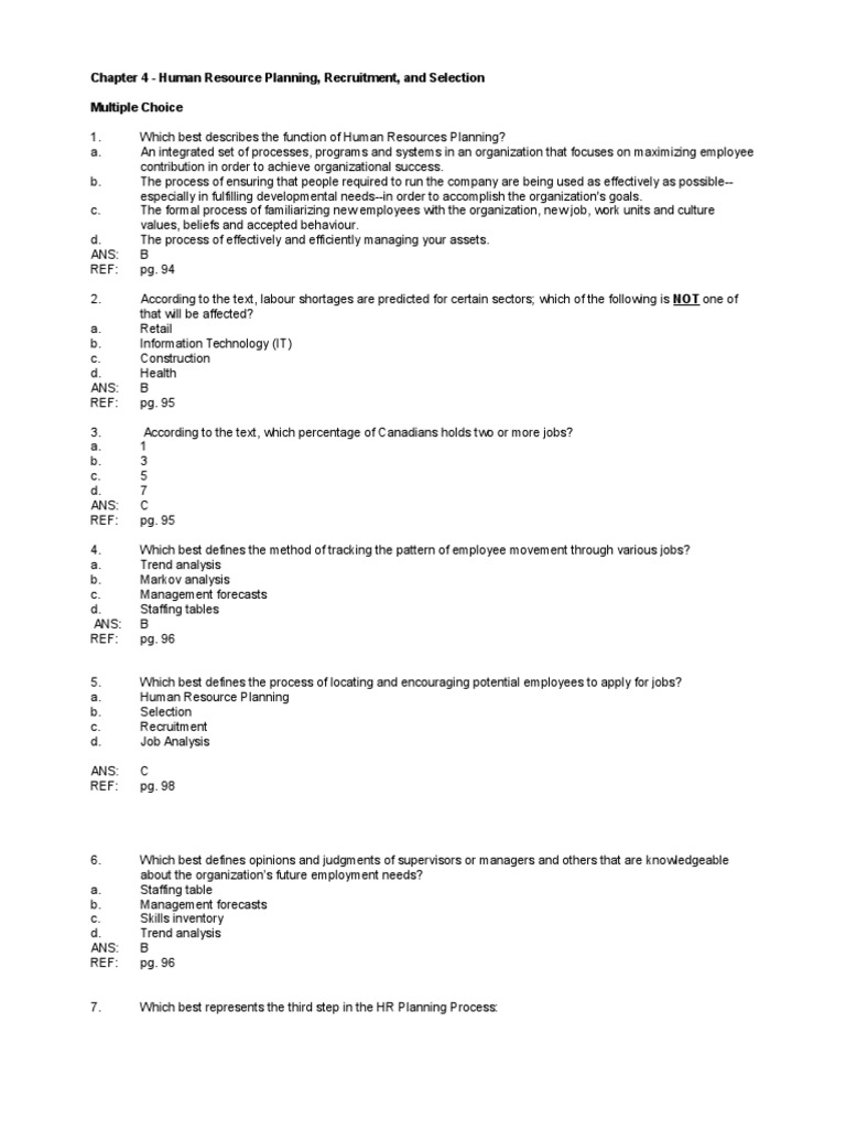 Objective questions on hiring Recruitment Employment Free 30day