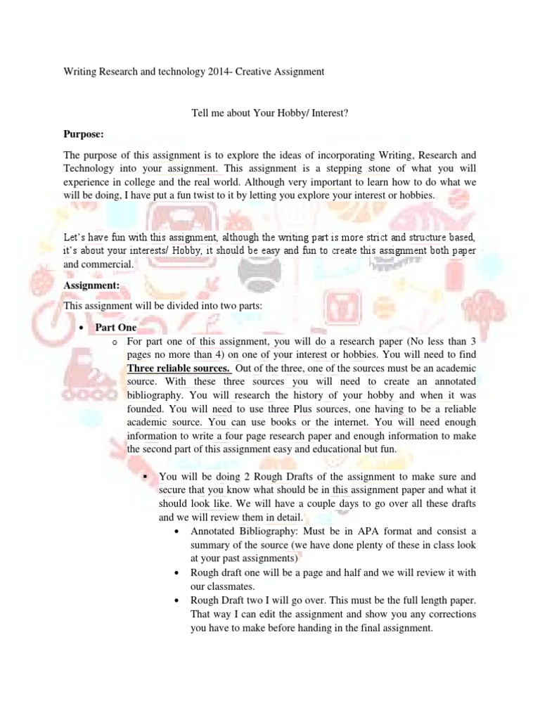 Writing Research and Technology Assignment Sheet 2014 | PDF | Citation ...