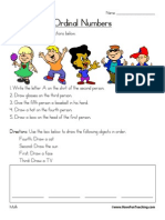 Ordinal Numbers Worksheet