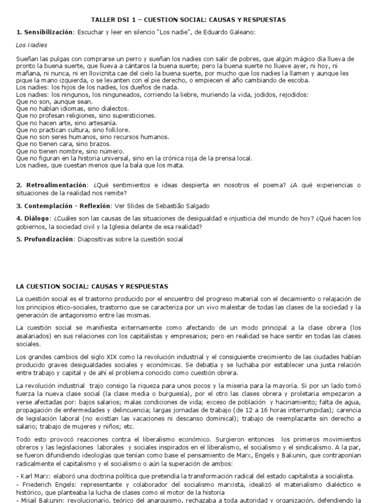 Taller de Doctrina Social de La Iglesia I | PDF | Socialismo | Derecho ...