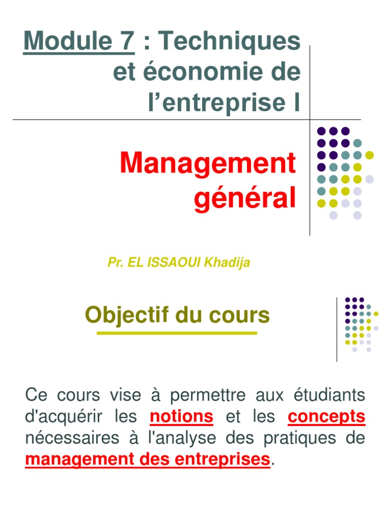 Cours de Management Général | PDF | Direction | Business