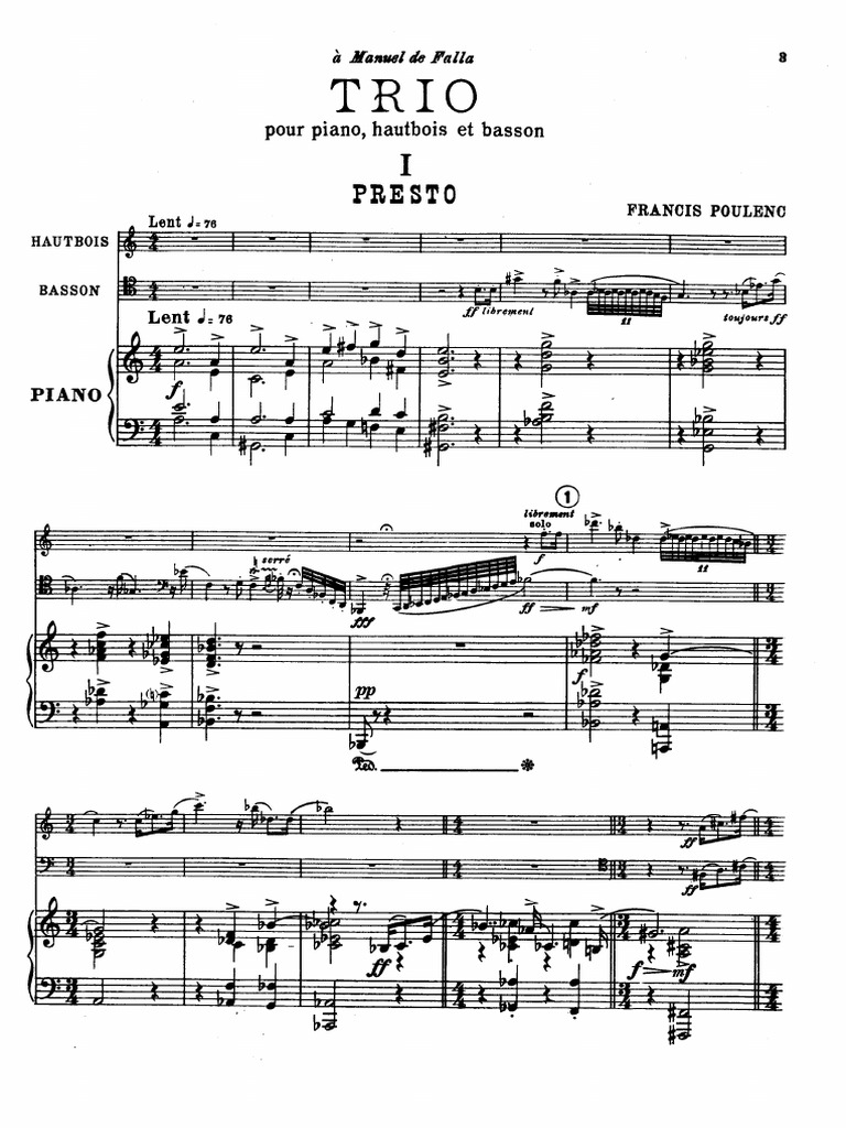 Poulenc Trio for Oboe, Bassoon and Piano Piano