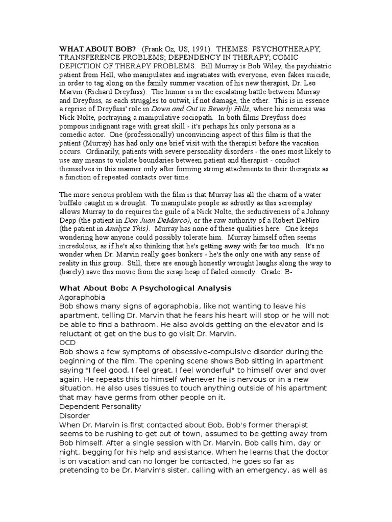 What About Bob | PDF | Anxiety Disorder | Psychotherapy