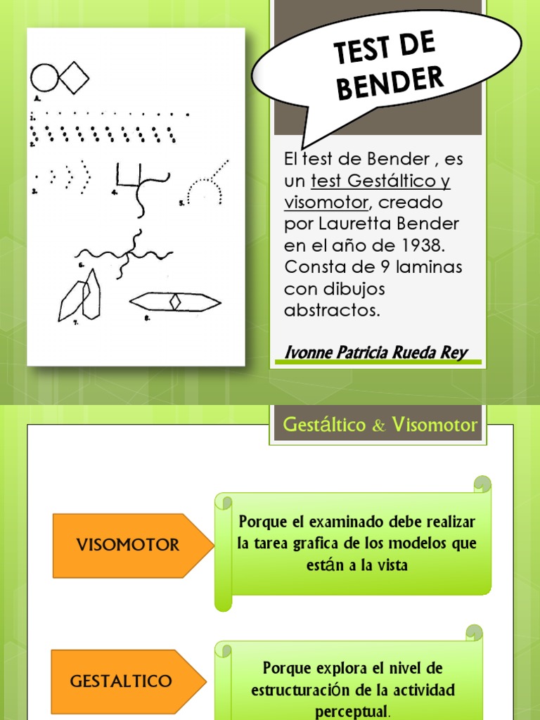 Test de Bender: Evaluación Visomotora | PDF | Percepción | Psicología ...