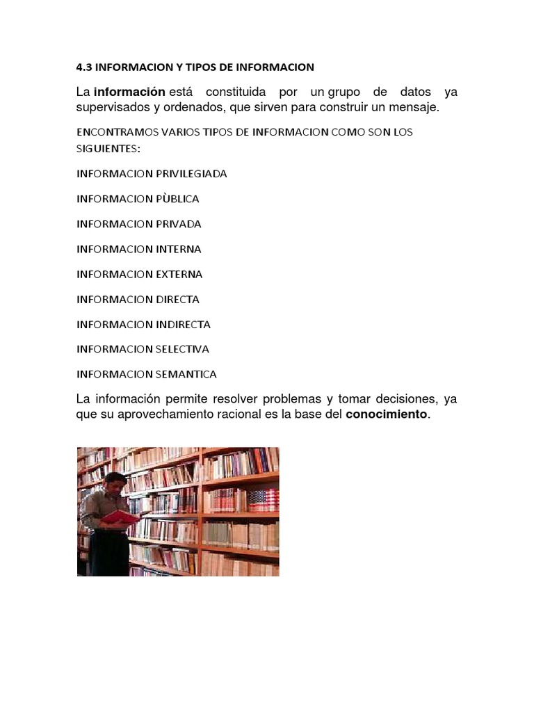 4.3 Informacion y Tipos de Informacion | PDF | Informática