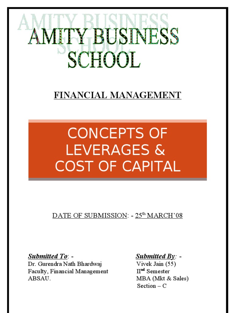 Financial Management Project | PDF | Cost Of Capital | Capital Asset ...