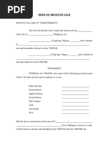 Deed of Sale (Car)