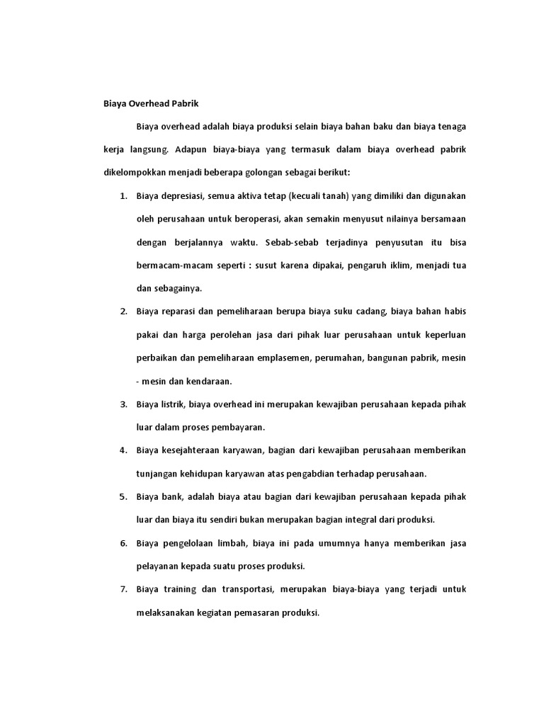 Biaya Overhead Pabrik