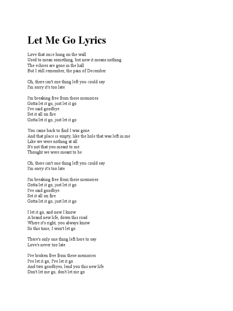 Let Me Go Lyrics Alternative Rock Grunge