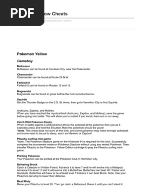 Pokemon Yellow Cheats Updated Pokémon Media Franchises