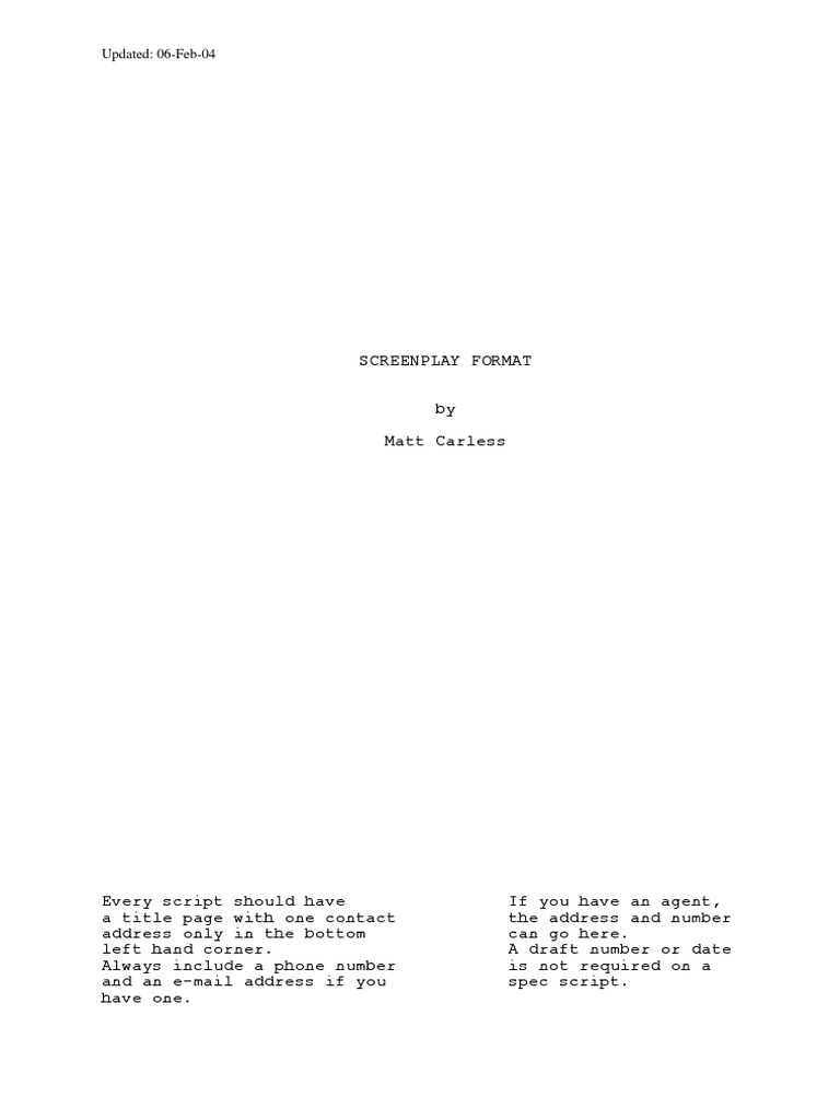 Screenplay (Script) Example | PDF