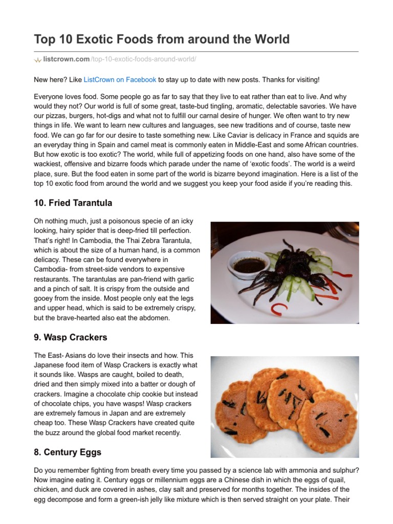 10 Exotic Foods From Around the World Eating