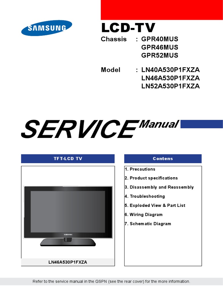 samsung_gpr40mus_chassis_ln40a530p1fxza_lcd.pdf | Hdmi | Thin Film  Transistor Liquid Crystal Display