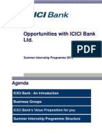 Summer Internship at ICICI Bank 2015