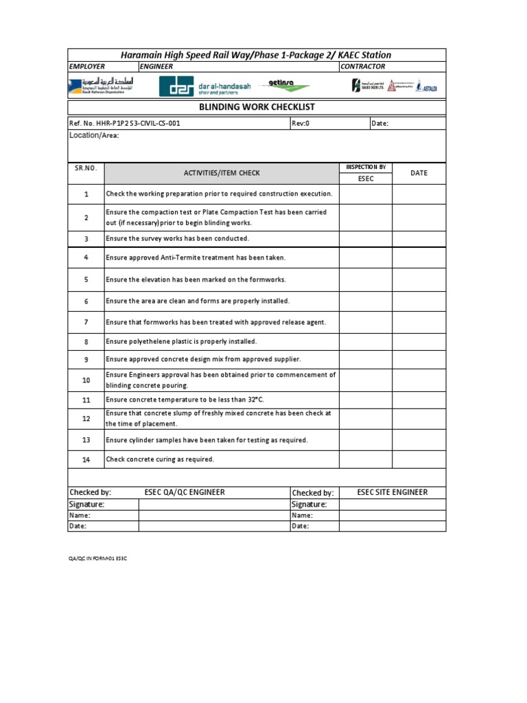 Checklist For Blinding PDF