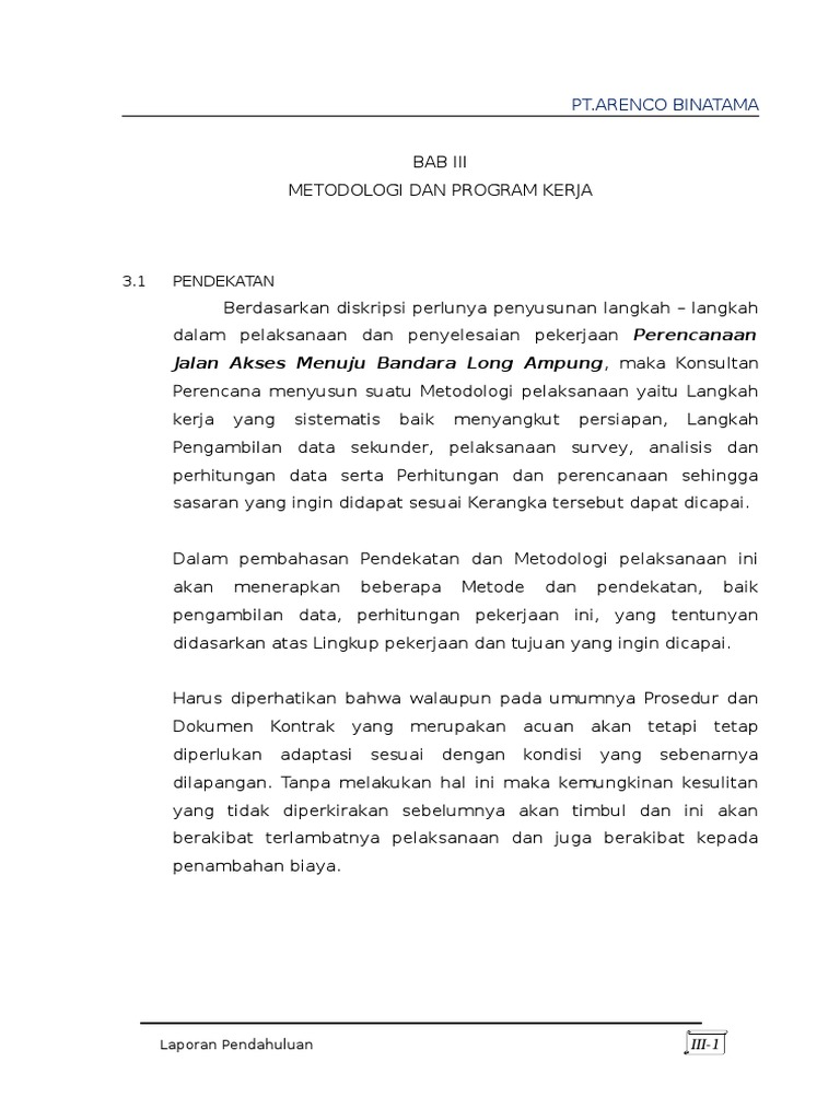 Laporan Pendahuluan Perencanaan Jalan