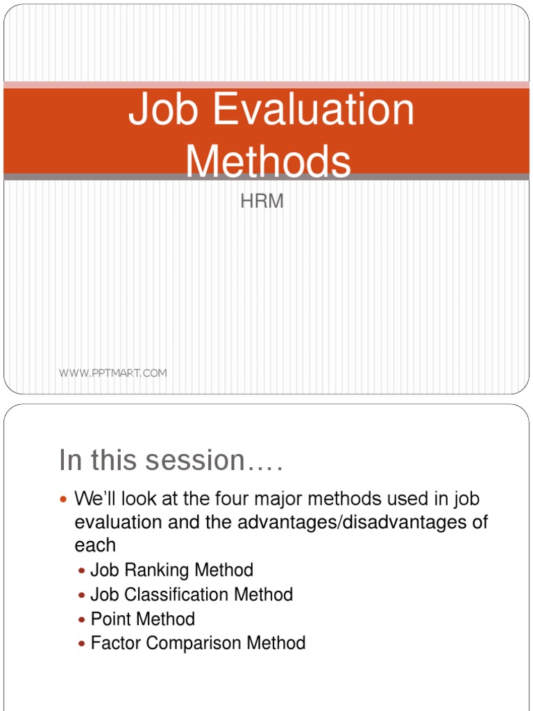 Job Evaluation Methods Employment Evaluation