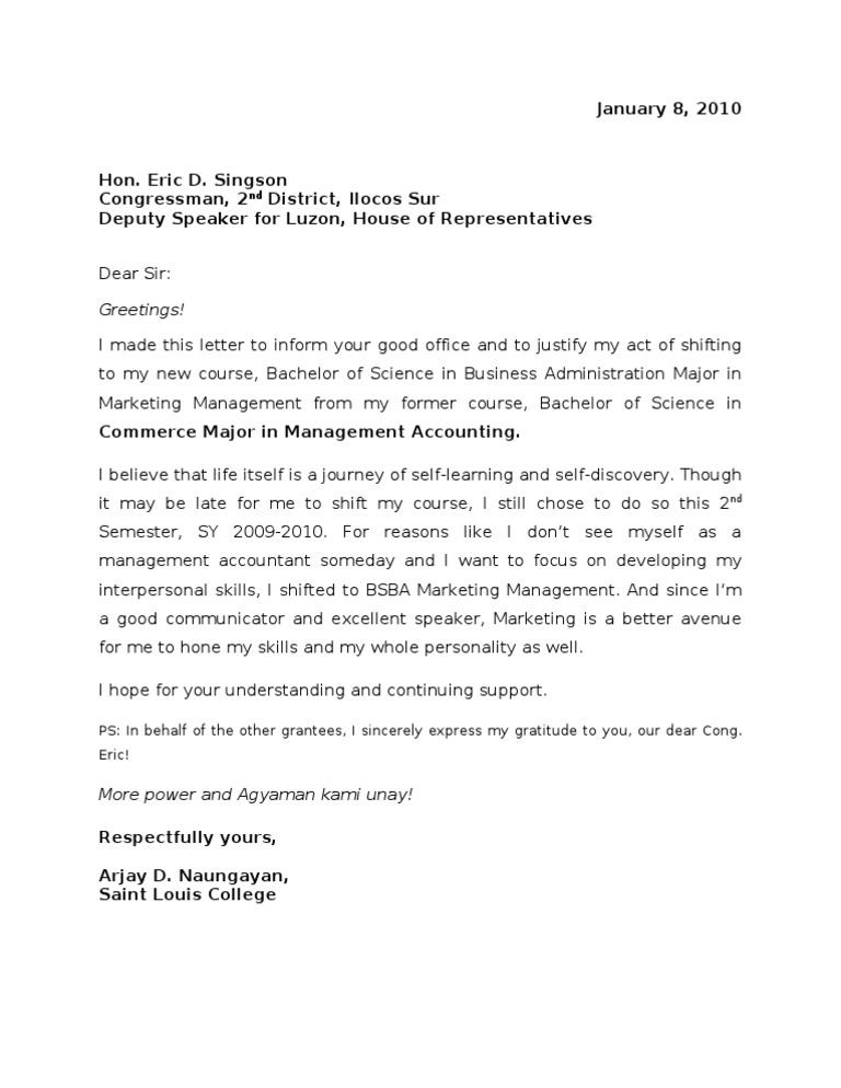 Course Change Request Letter | PDF