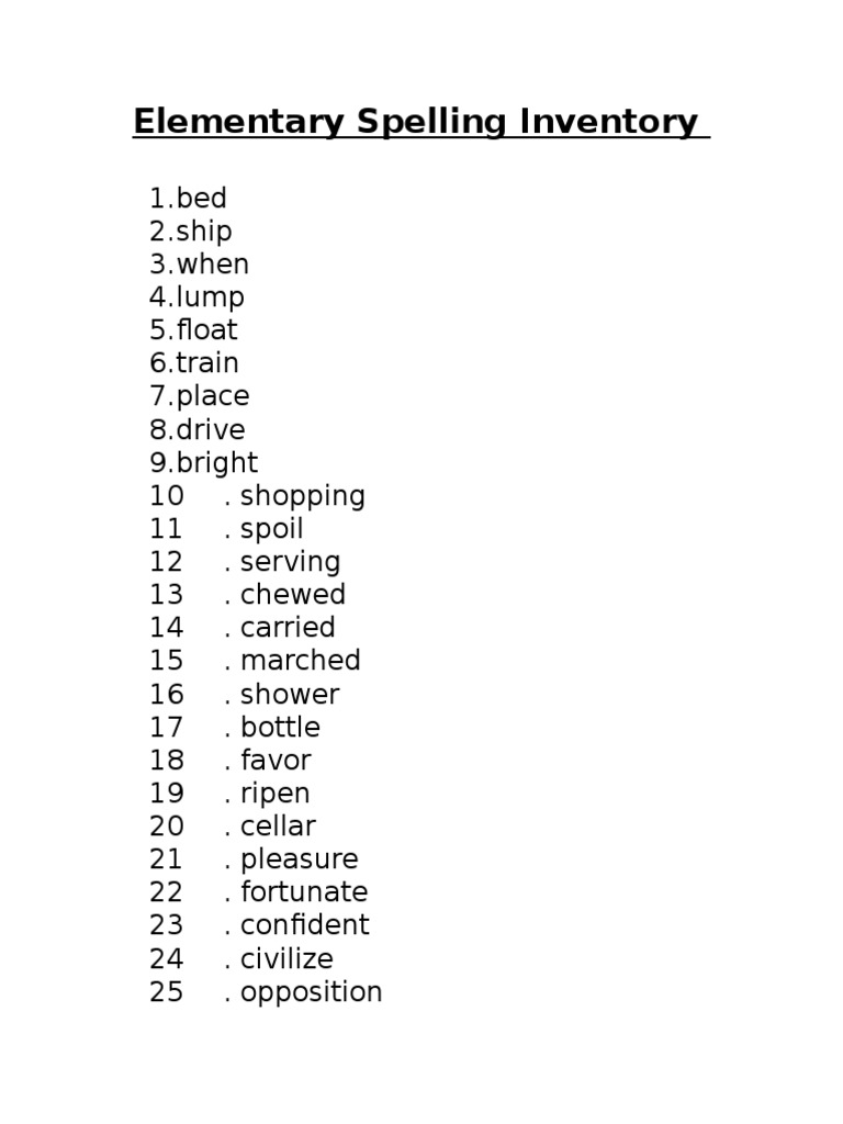 Elementary Spelling List | PDF | Travel | Young Adult