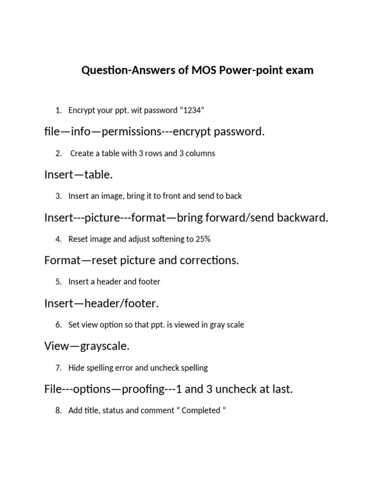 Helpbook For MOS Powerpoint Exam | PDF | Microsoft Power Point | Computing
