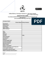 Indian Railway Catering & Tourism Co - Operation Limited: (Registration Form)