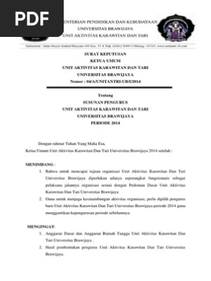 Contoh Surat Keputusan Pengurus