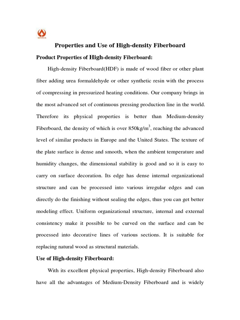 Properties and Use of HighDensity Fiberboard High PDF Wood