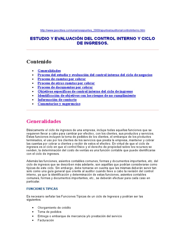 Estudio del Control Interno en Ingresos | PDF | Contabilidad | Archivo ...