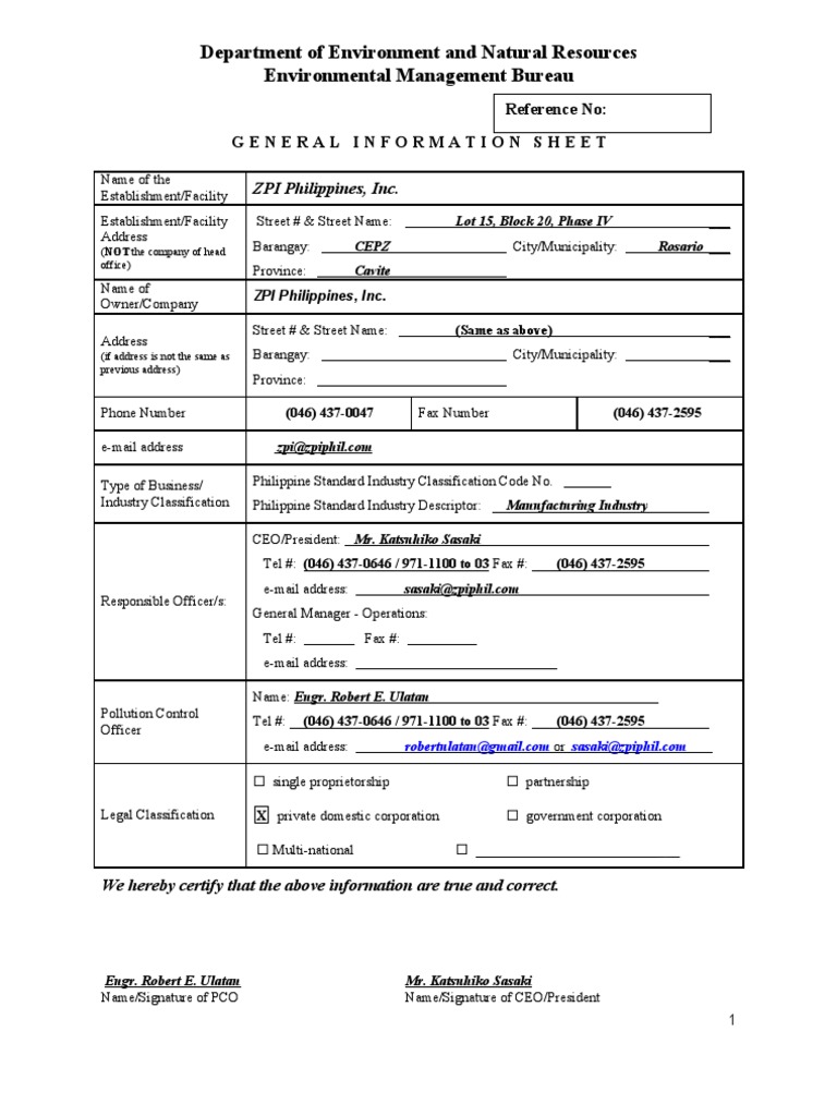 SMR Summary: ZPI Philippines, Inc. | PDF | Water Treatment | Wastewater