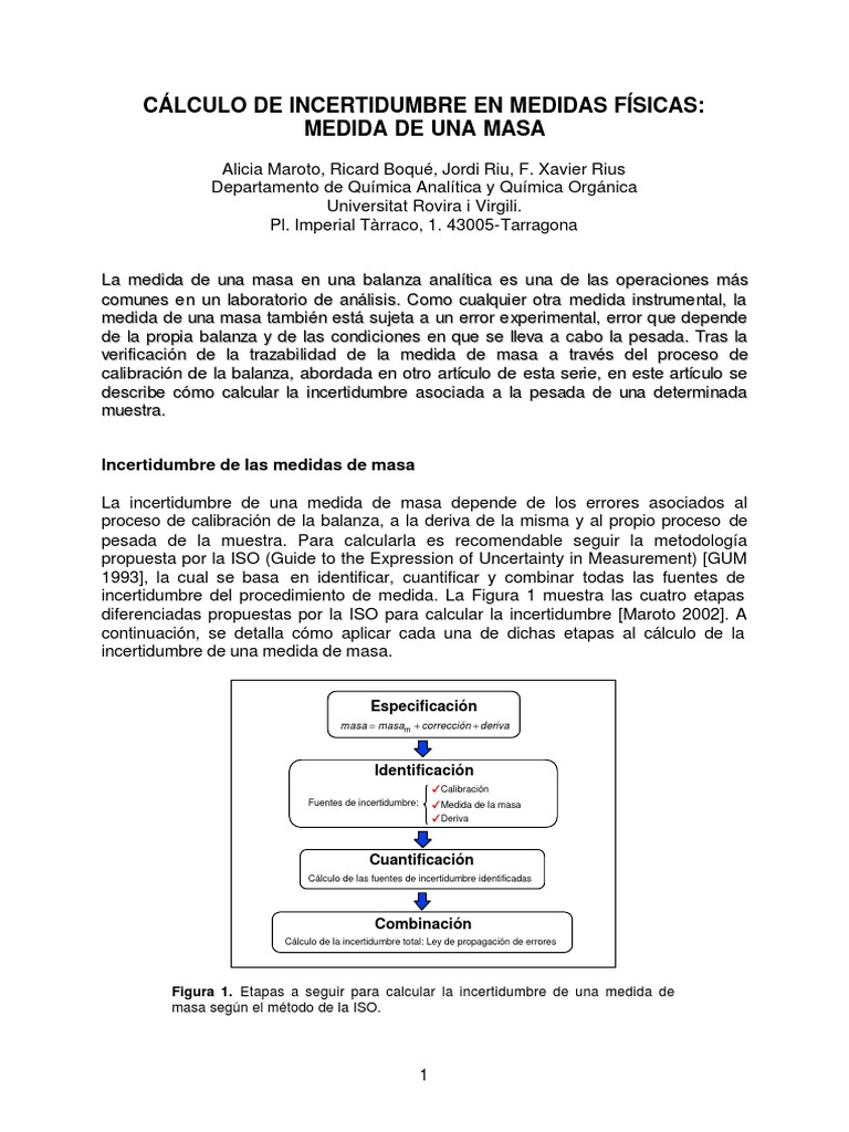 Incertidumbre en Medidas de Masa | PDF | Métodos y materiales de enseñanza