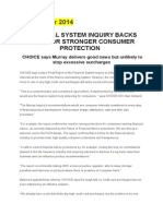 7 December 2014: Financial System Inquiry Backs Need For Stronger Consumer Protection