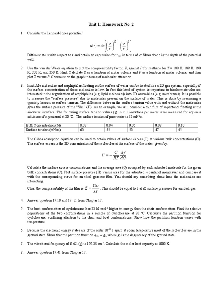 Unit 1: Homework No. 2: in Terms of | PDF | Science & Mathematics ...