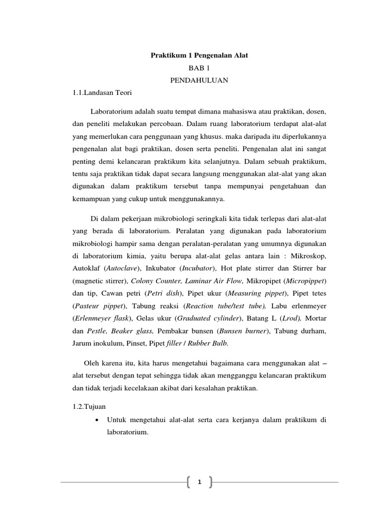 Contoh Laporan Praktikum Kimia Dasar Tentang Pengenalan Alat Alat Laboratorium Berbagai Alat