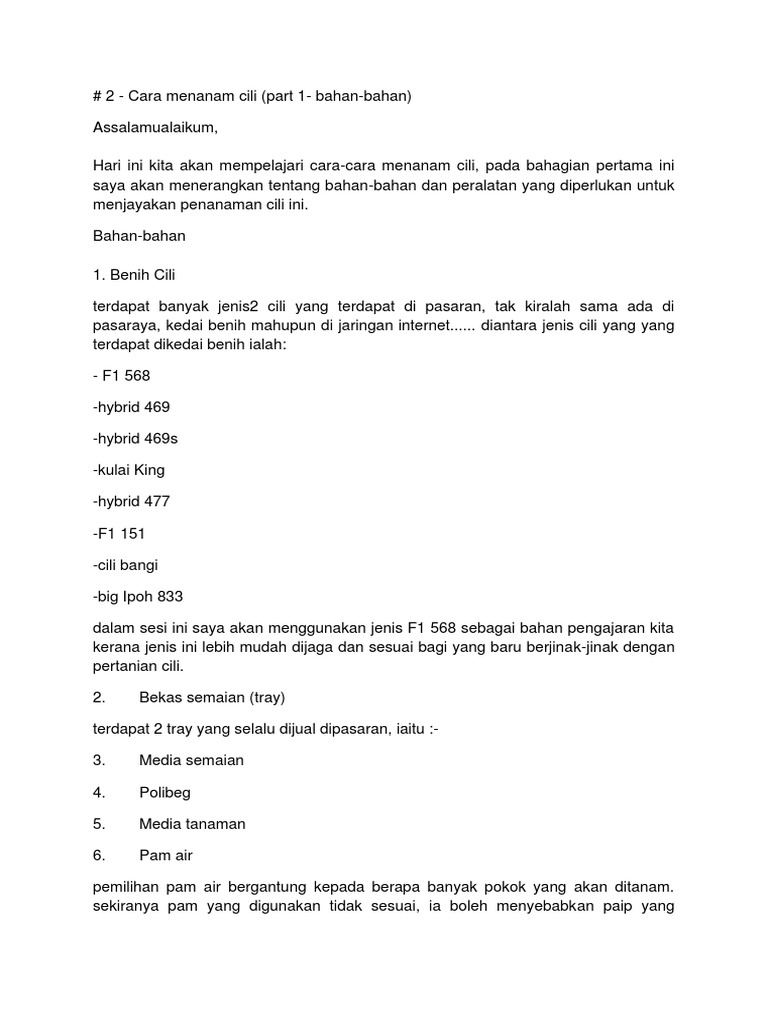 Cara Menanam Cili | PDF