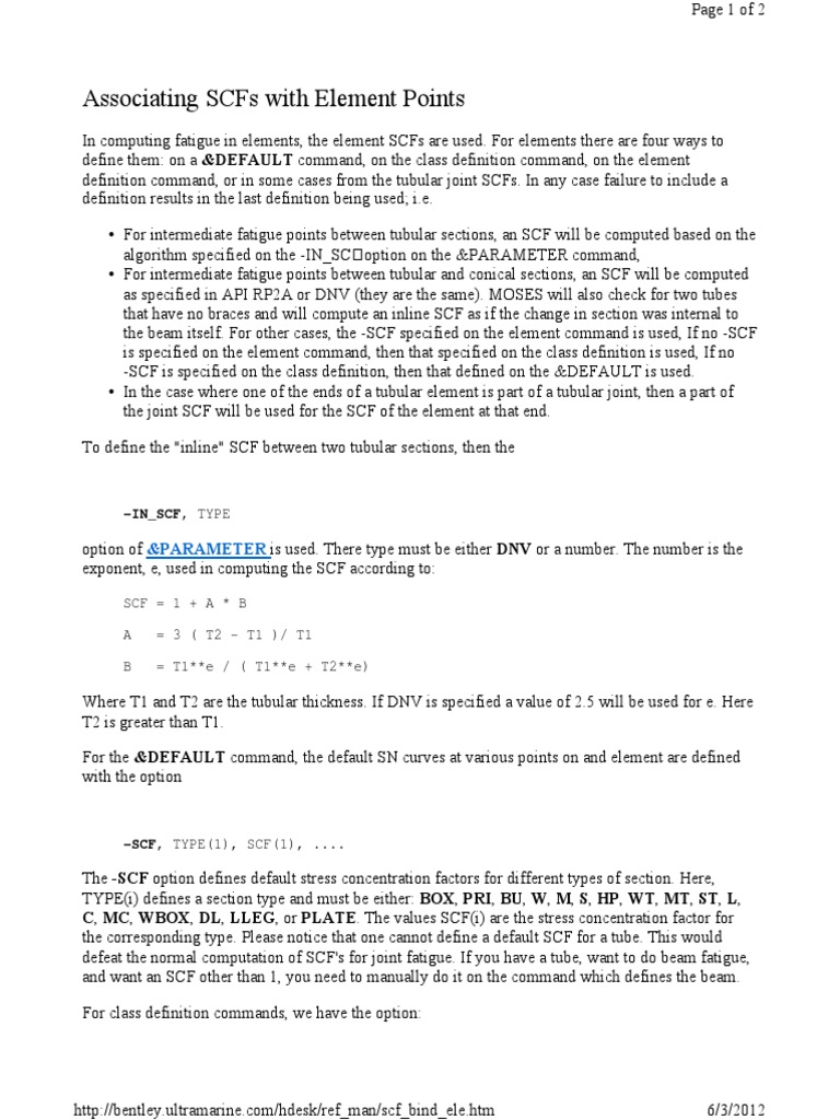 SCF Definition for Element Fatigue | PDF | Bending | Areas Of Computer ...
