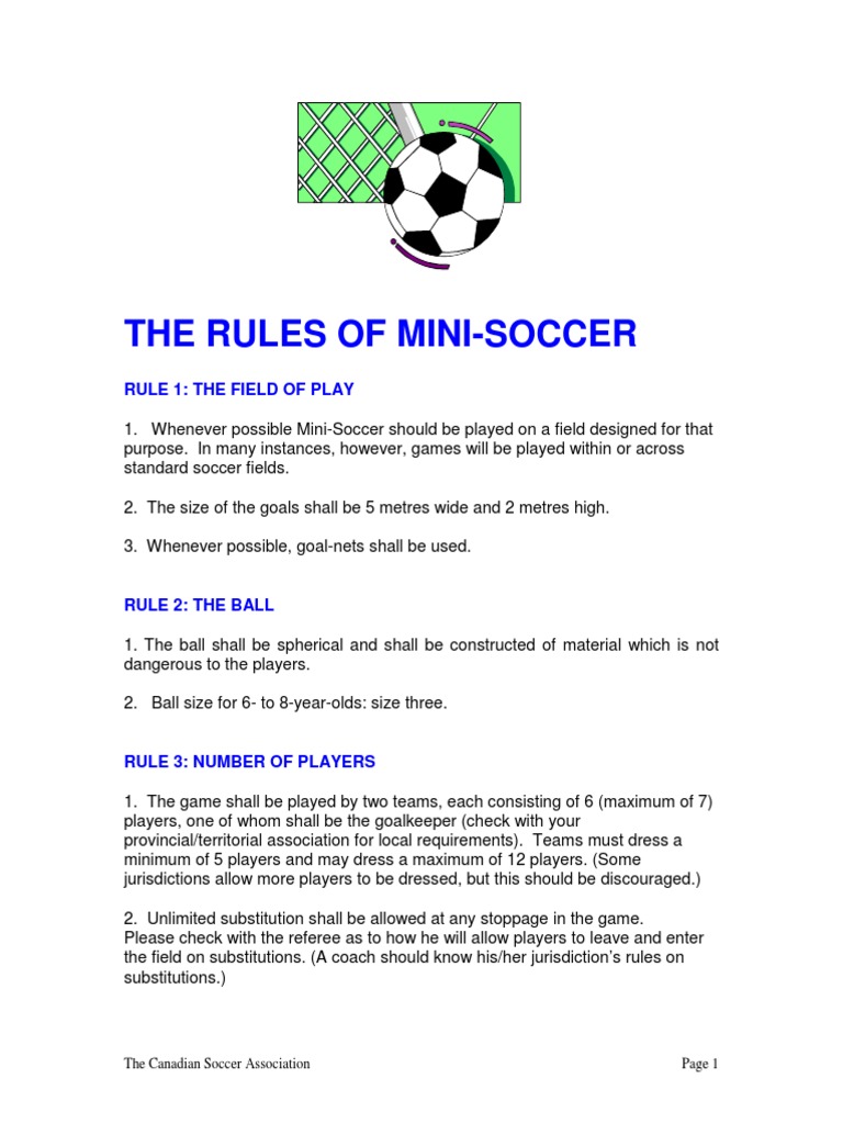 Mini Soccer Rules and Regulations | PDF | Association Football | Ball Games